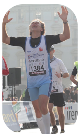 Daniele Giorcelli al termine di una maratona
